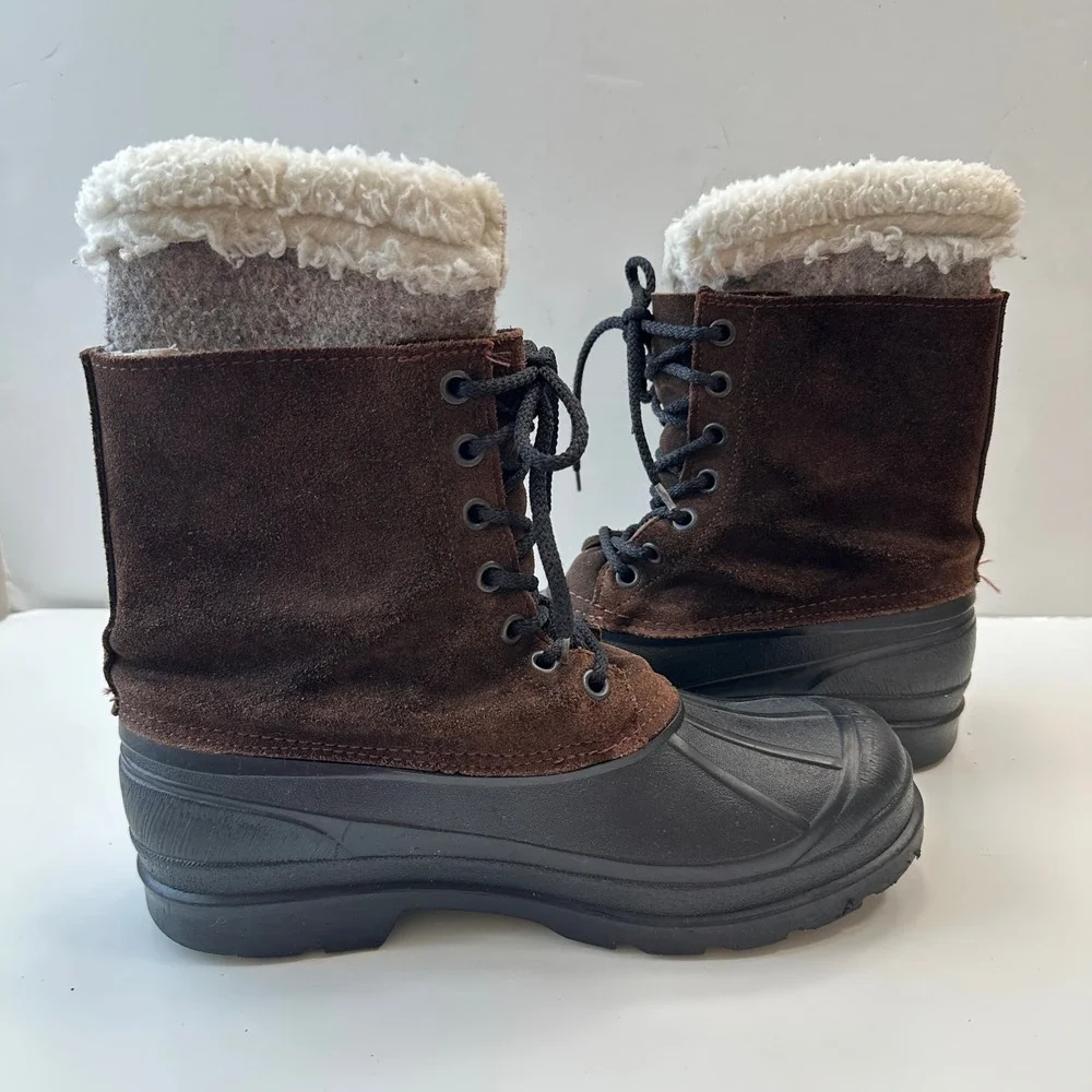 Kamik Wool Duck Boots Winter Snow‎ Boots Lace Up Warm Brown Black Mens Size 9